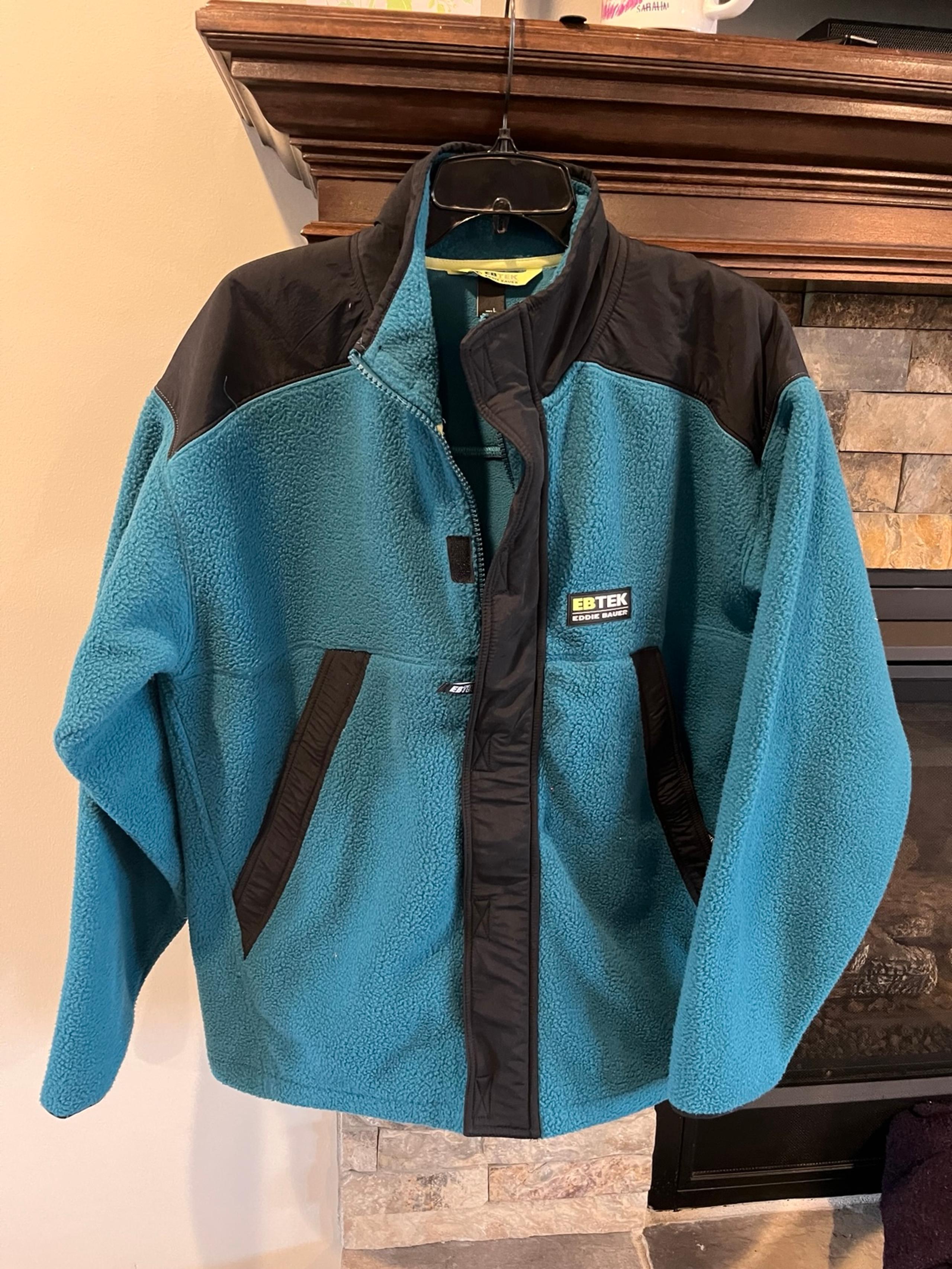 Eddie Bauer EBTek Men’s Teal Blue Fleece Jacket Large