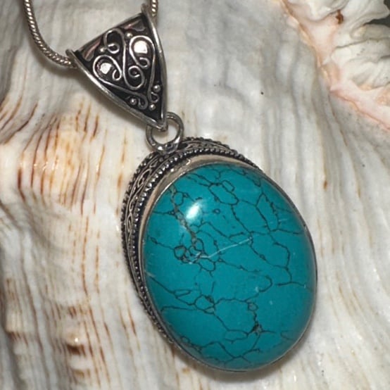 Sale * Santa Rosa Turquoise natural gemstone statement pendant