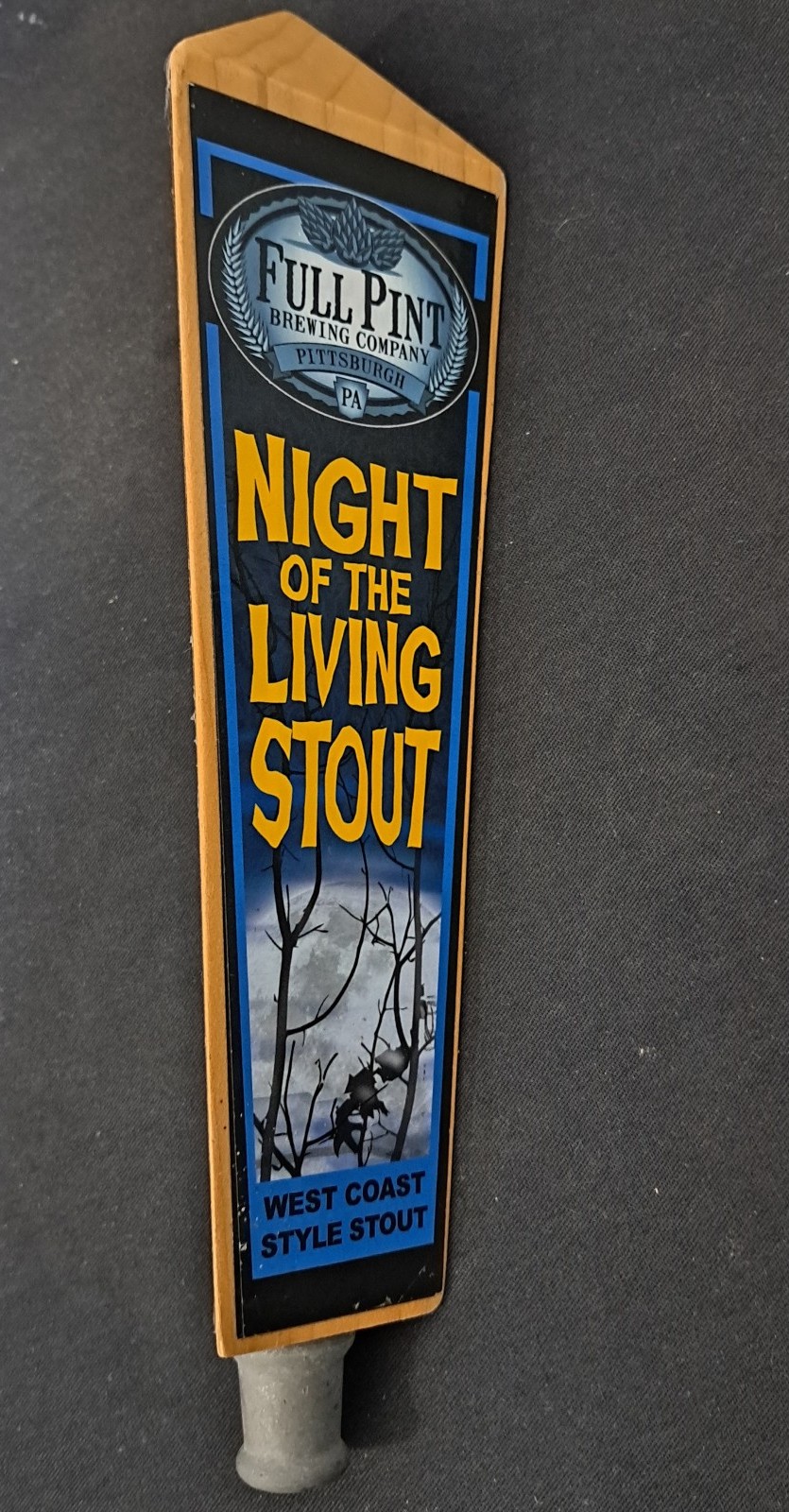 Vintage Full Pint Brewing Company Night of the Living Stout Beer Tap Pull Handle