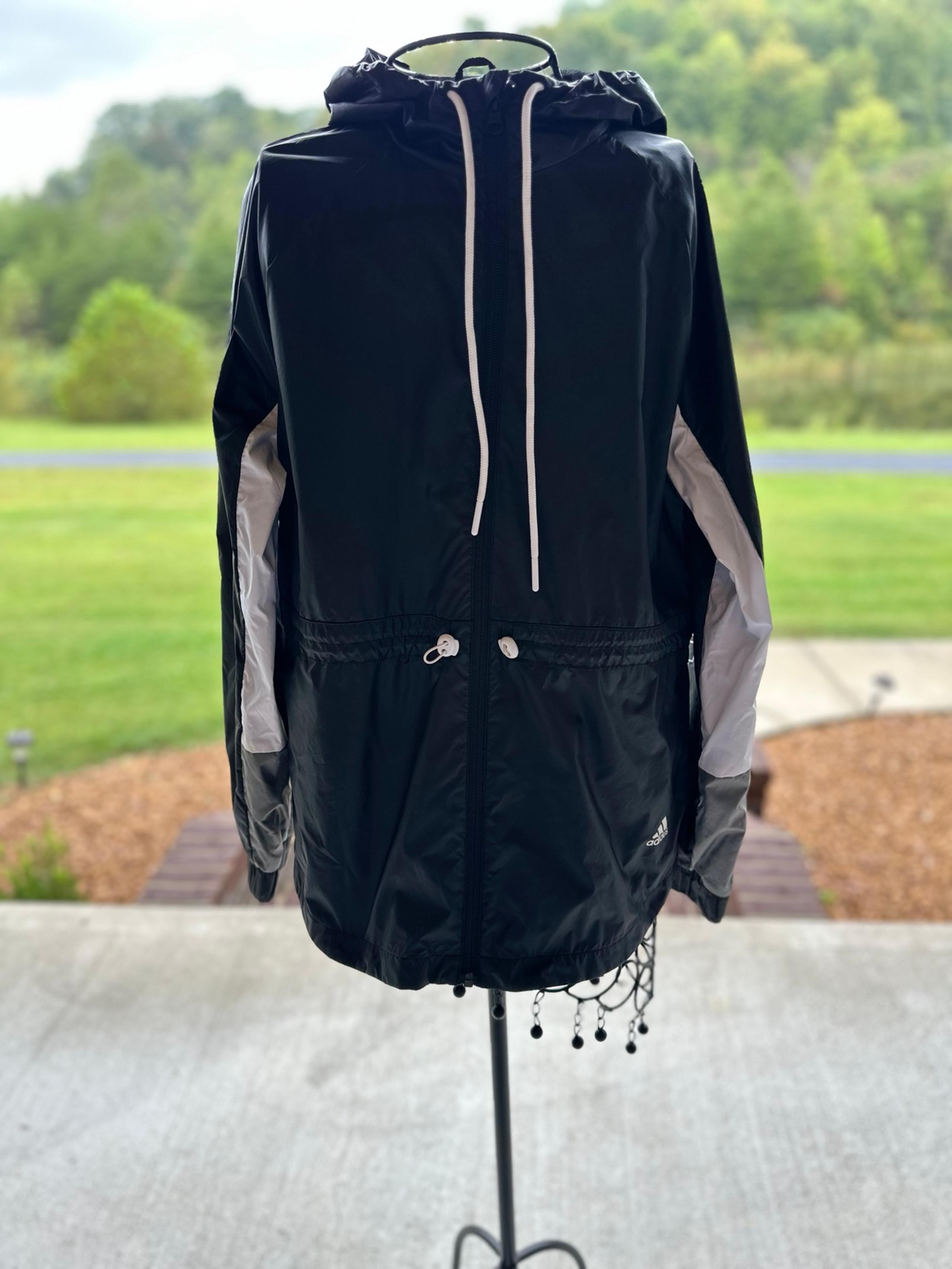 Women’s Adidas Lightweight Hooded Jacket - Black & White / Size XS