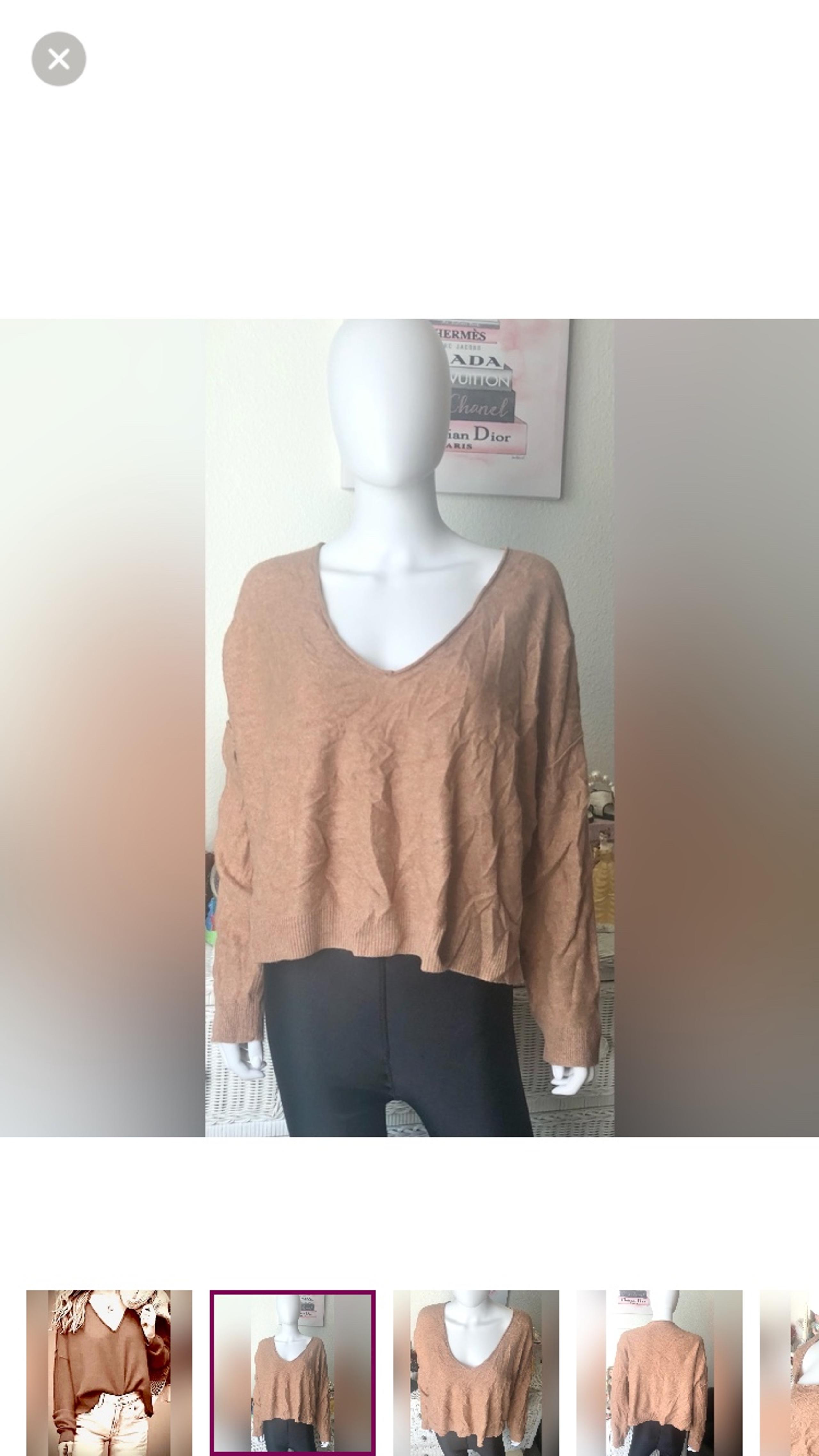 Anthropologie Pilcro Valani Cashmere V-neck Cropped Sweater in tan color Size XL
