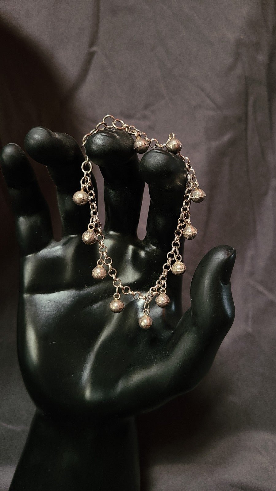Silver bell charm bracelet