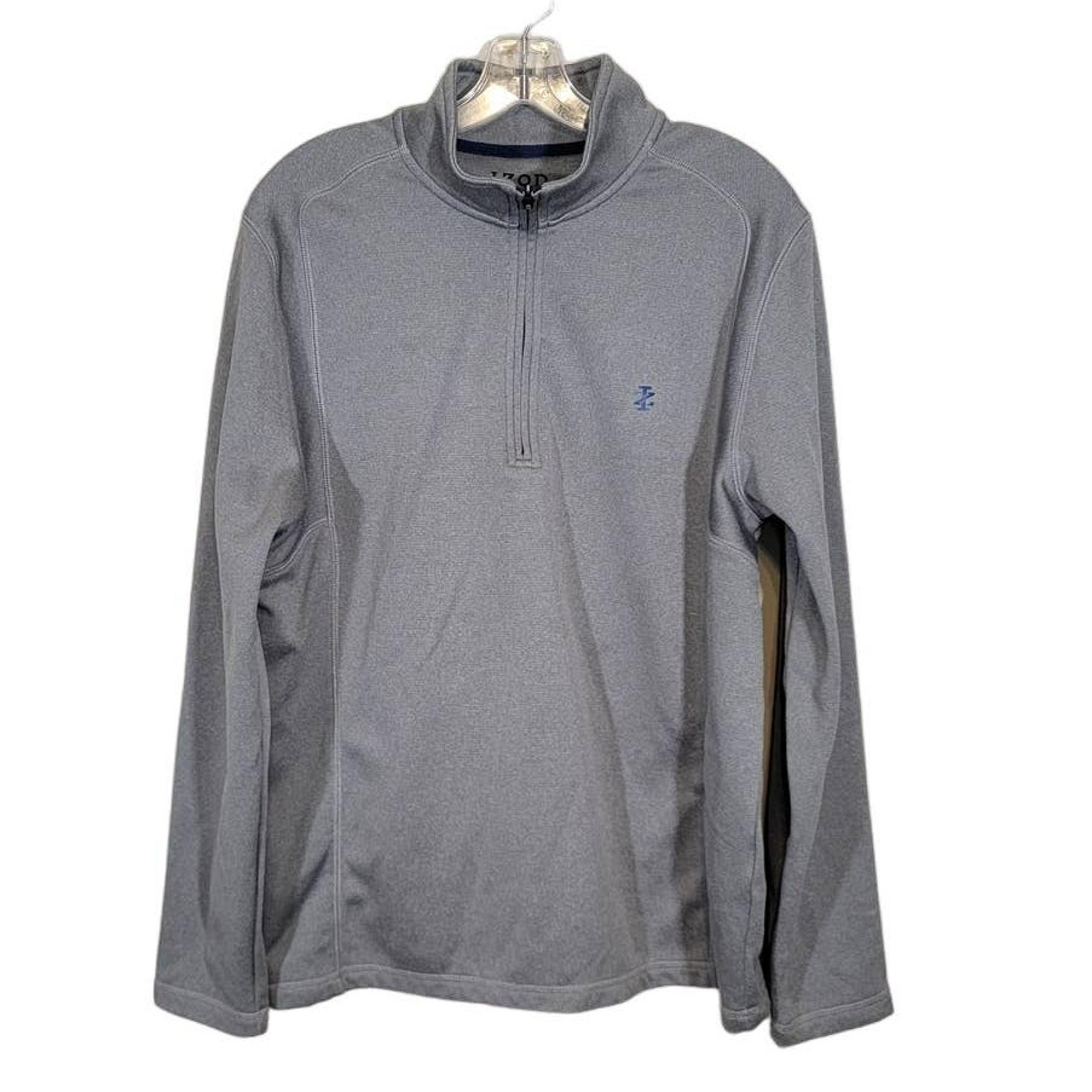 Izod Golf Men's 1/4 Zip Pullover Sweatshirt Long Sleeves Super Soft Gray Large