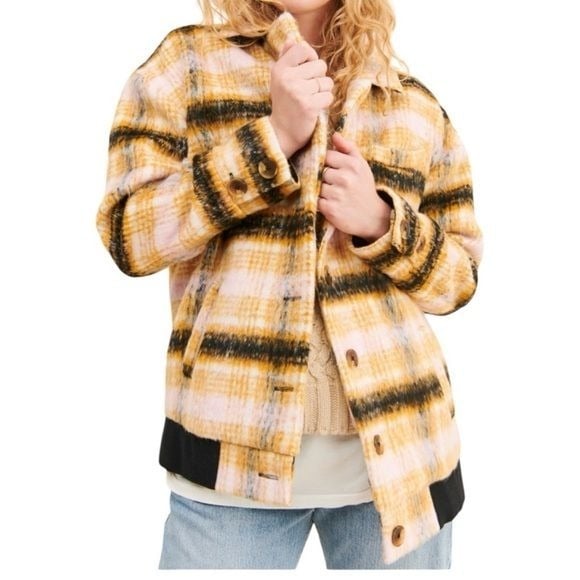 NWT For Love And Lemons Plaid Coat Jacket Size Large