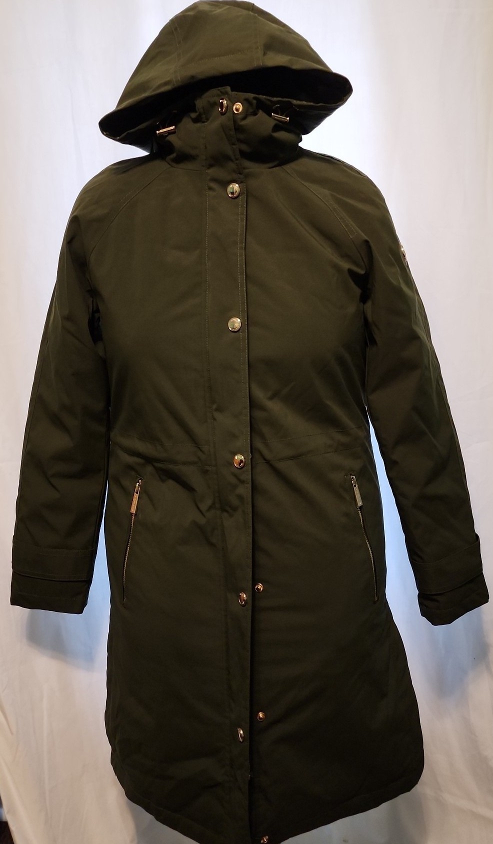 Michael Kors Water Resistant Quilted Coat in Jade