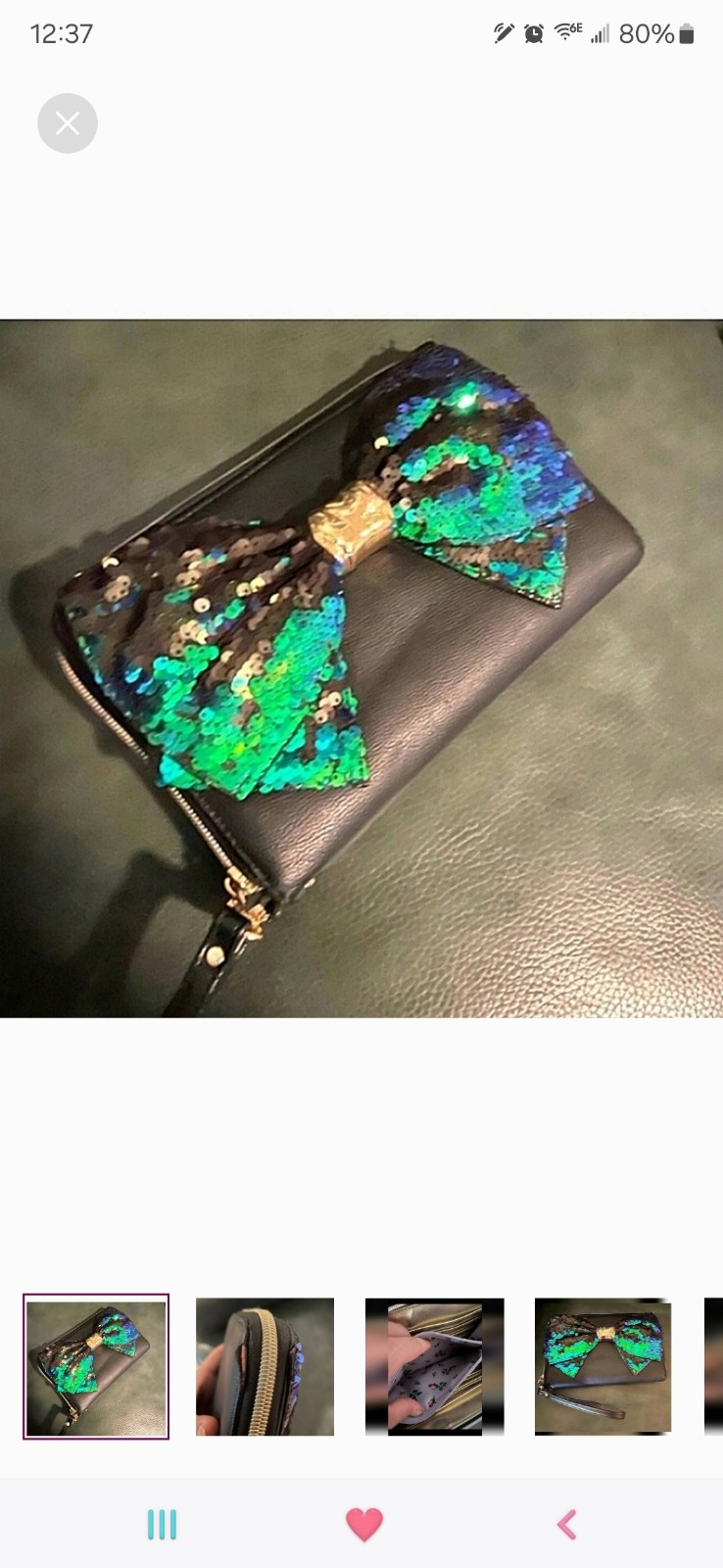 SUPER RARE MERMAID SEQUIN BIG BOW WALLET BETSEY JOHNSON
