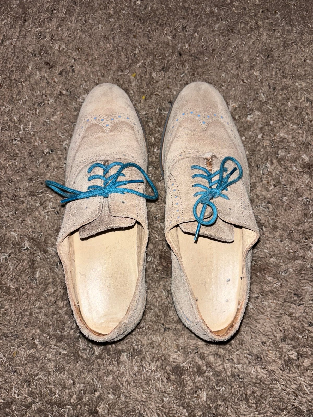Cole Haan Cream and Blue Oxfords with Vibrant Laces