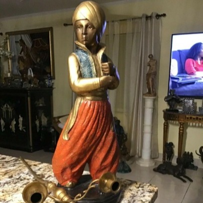 Vintage Brass Candle Holder Candelabra Unique Handmade Brass Figurine of Aladdin