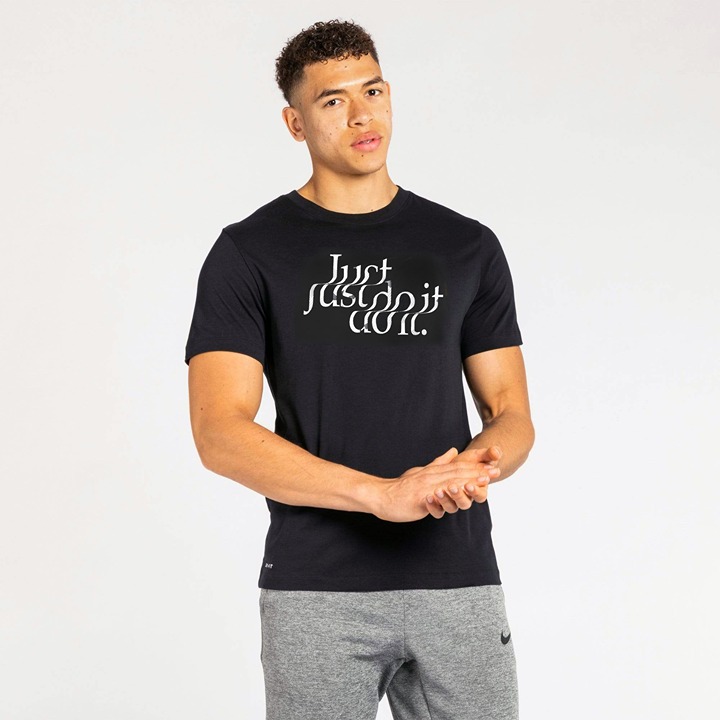 Nike Men's Dri-Fit Just do it Running Shirt Black AH1803-010 Size Medium