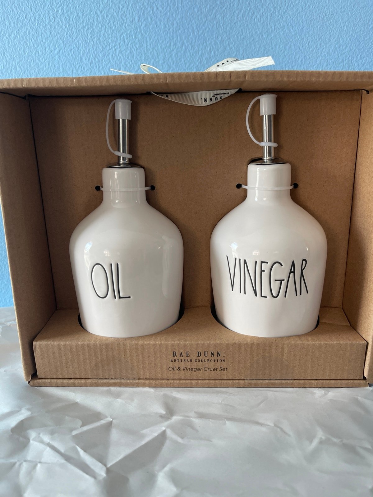 Rae Dunn oil and vinegar cruet set