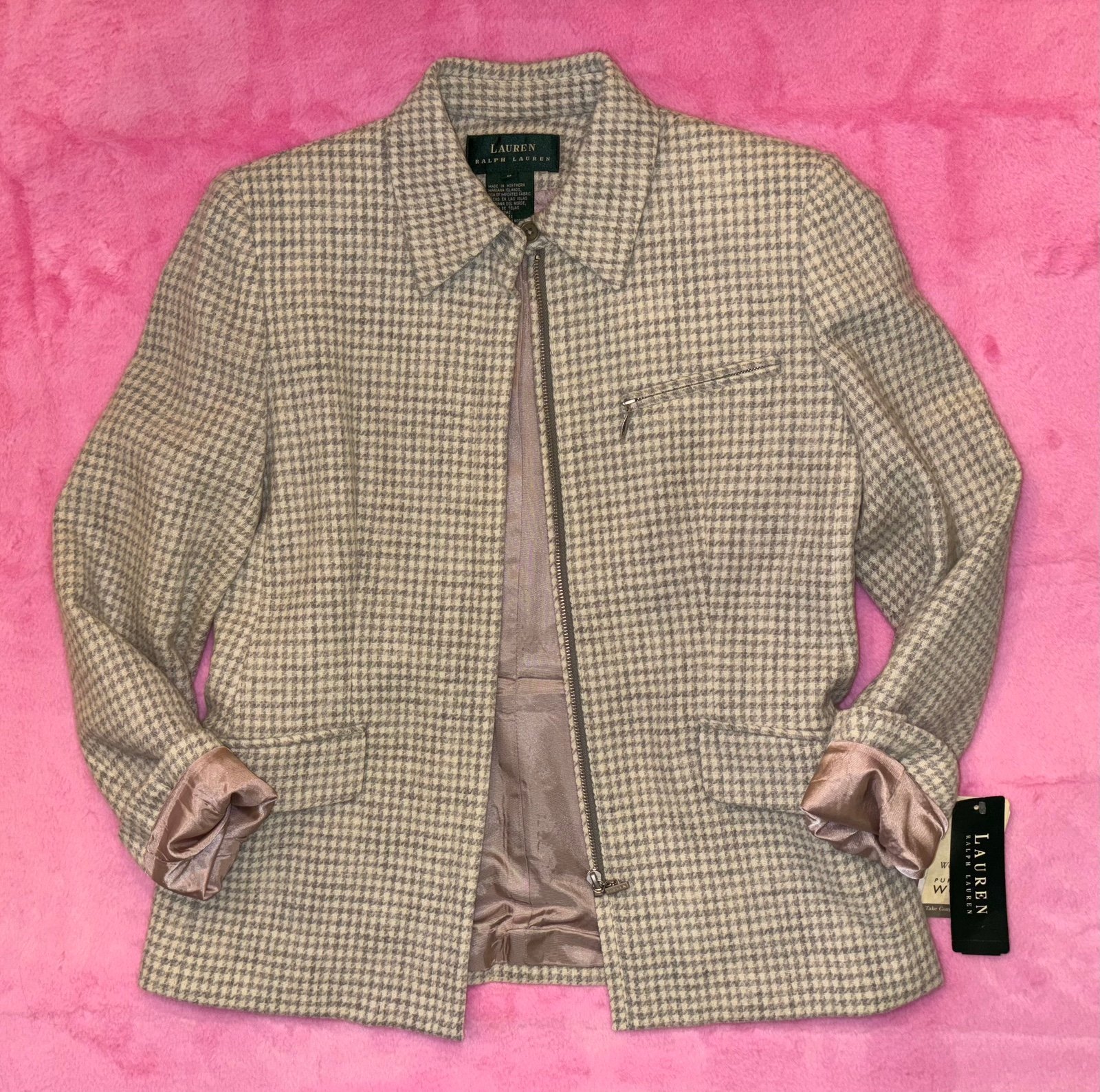 NWT Vintage Lauren Ralph Lauren Northern Lights Houndstooth Blazer Jacket