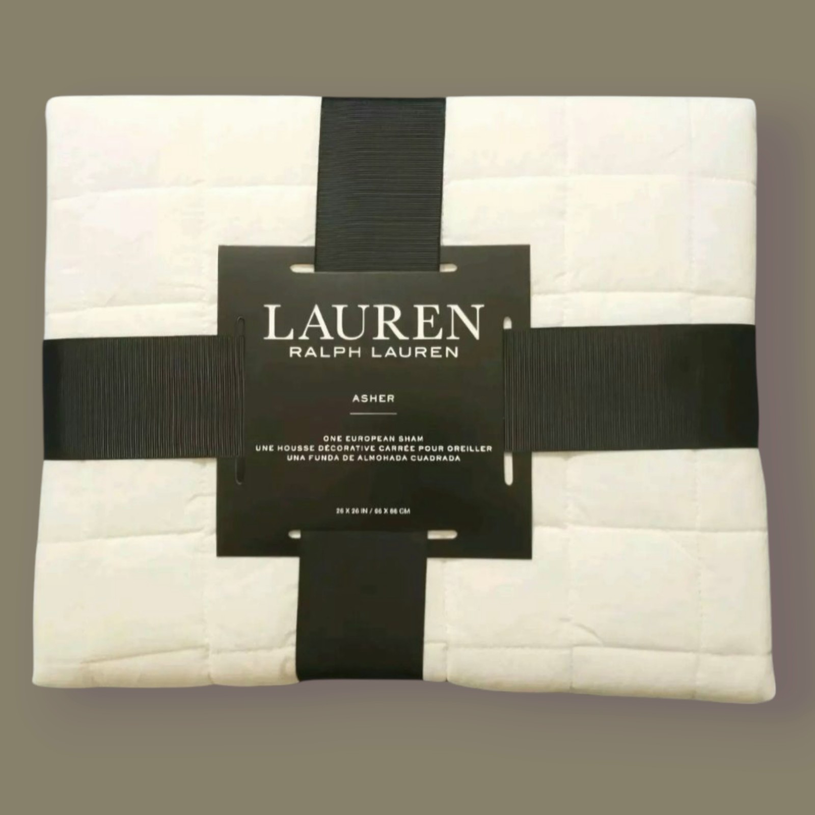 NWT 80. RALPH LAUREN Asher Luxury Quilted Euro Pillow Cover Sham Ivory 26x26