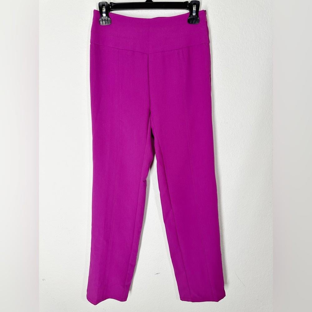NWT Bebe Tuxedo Style Tailored Straight Pant With Satin Waistband Fuchsia 119