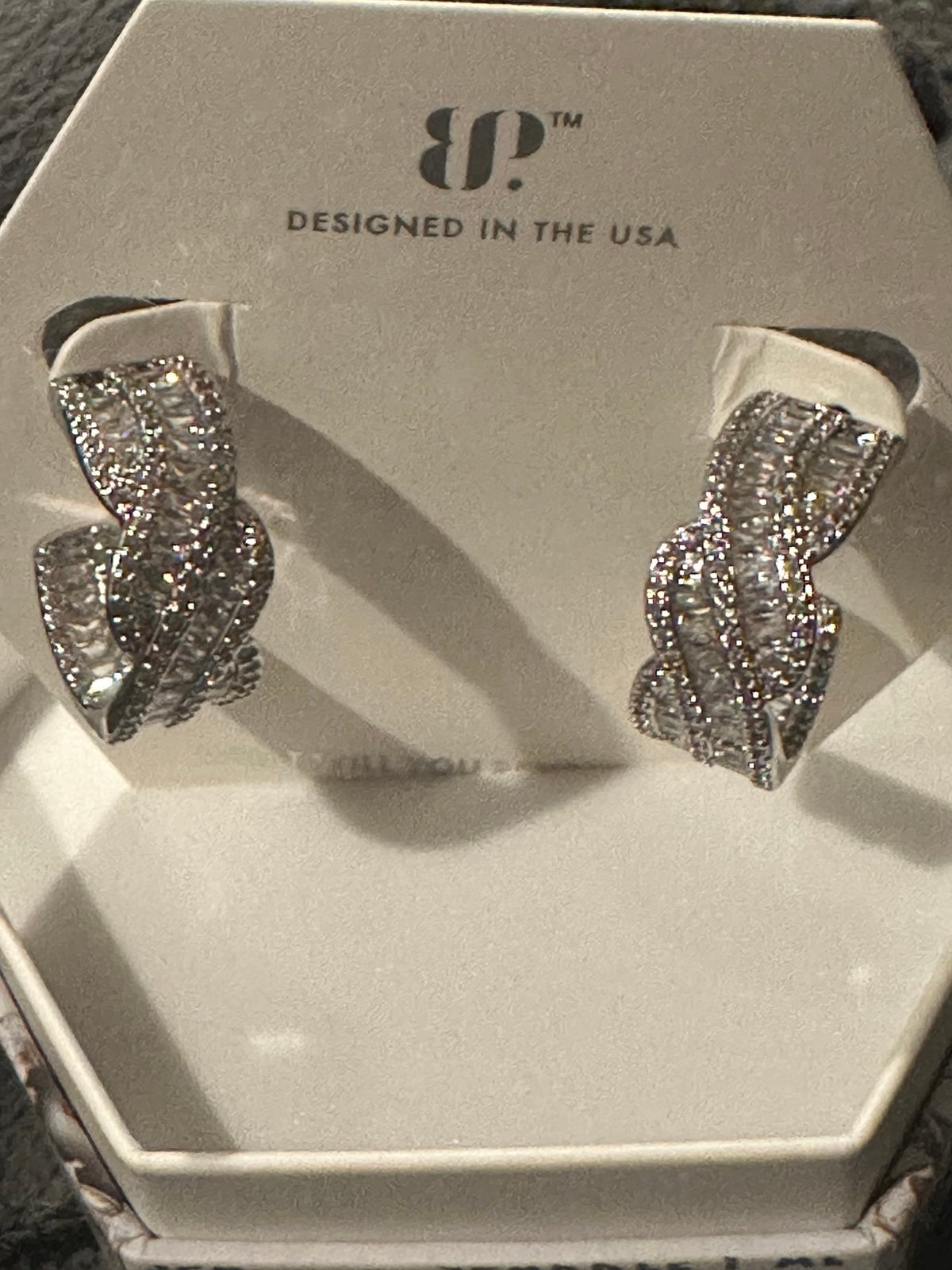 Bomb Party LINKED BY FATE April 2025 Hoop Earrings Diamond CZ on Rhodium ER97966