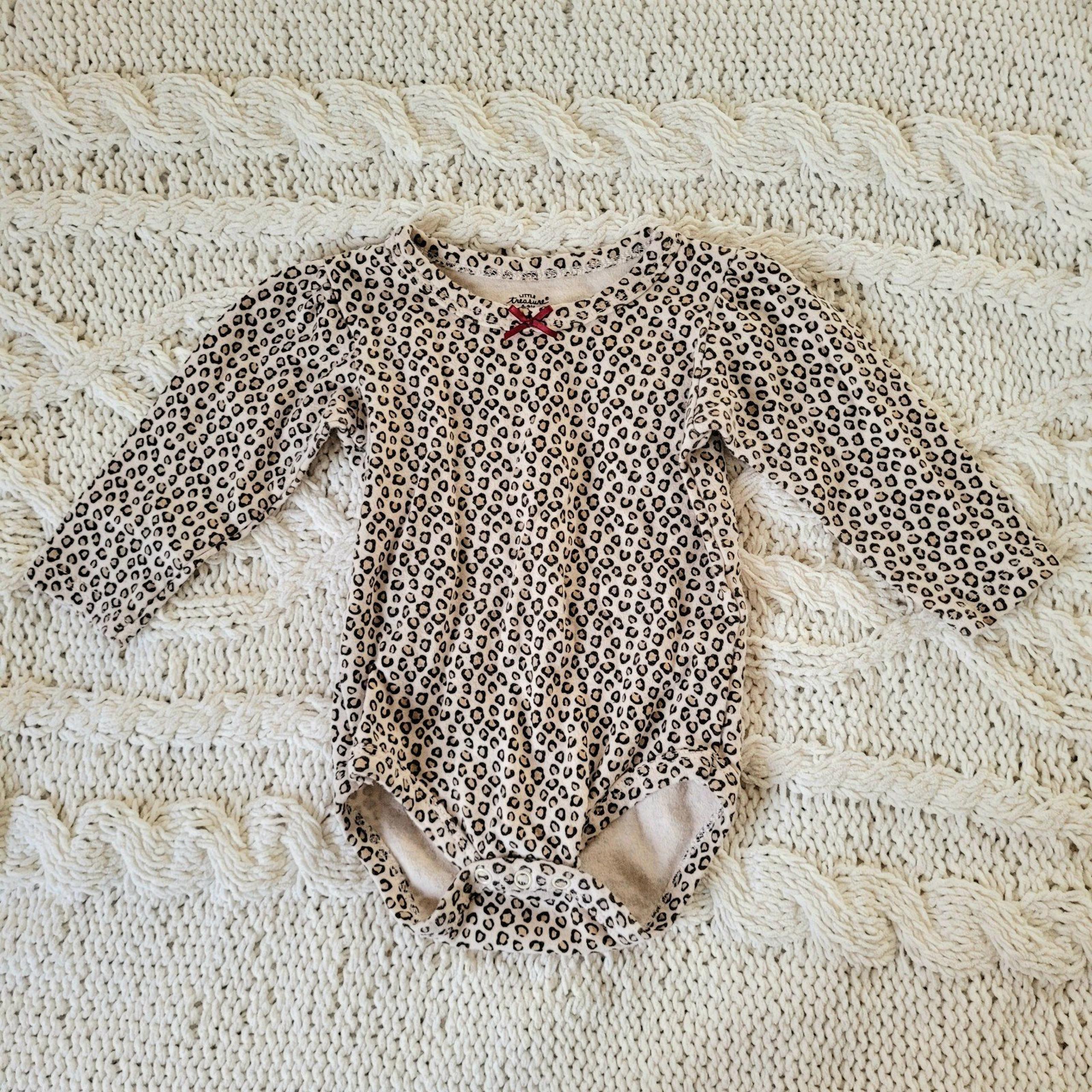 Little Treasure baby girl longsleeve onesie size 6-9 months cheetah animal print