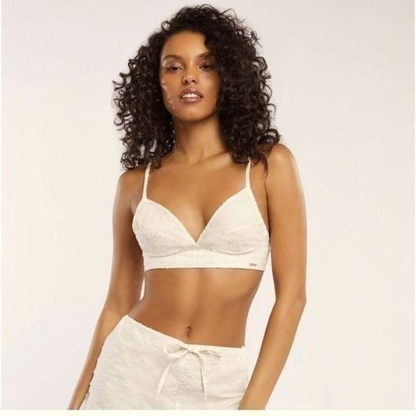 Savage x fenty rihanna Bridal/bride line Cotton eyelet bralette & short set