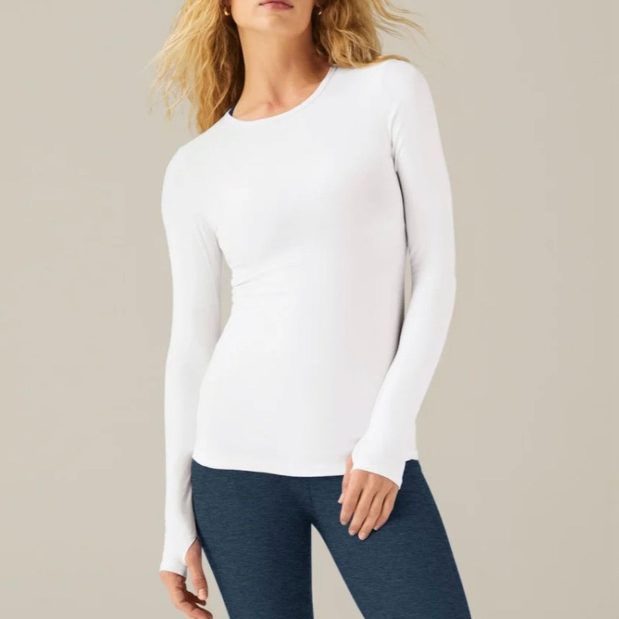BEYOND YOGA Cloud White Featherweight Classic Crew Pullover Long Sleeve Size XL