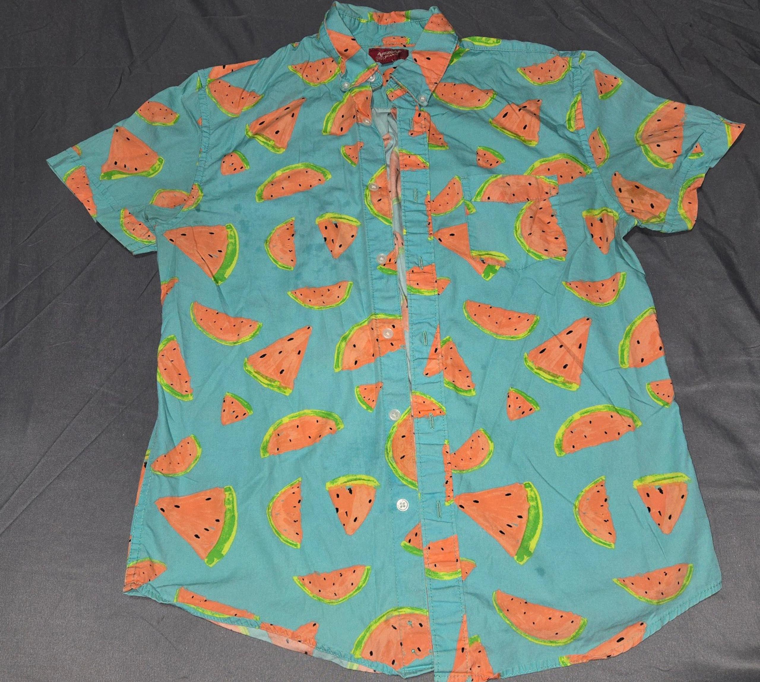 Men's Watermelon Summer Short Sleeve Button Up Shirt