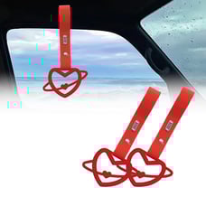 BRAND NEW 2PCS SPACE HEART RED JDM TSURIKAWA RING Red Handle Strap Drift Charm