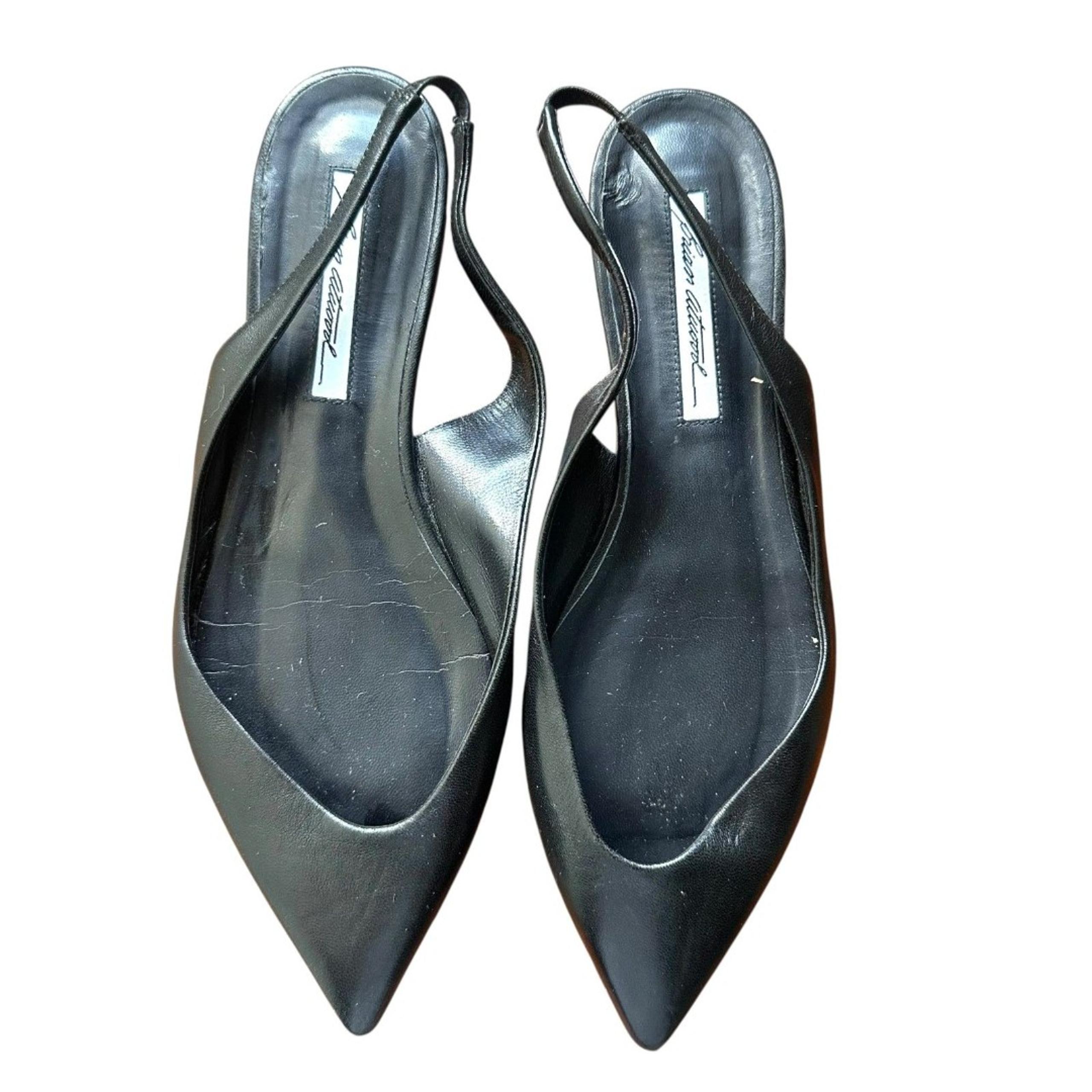 BRIAN ATWOOD Slingback Leather Flats Black Sz 40