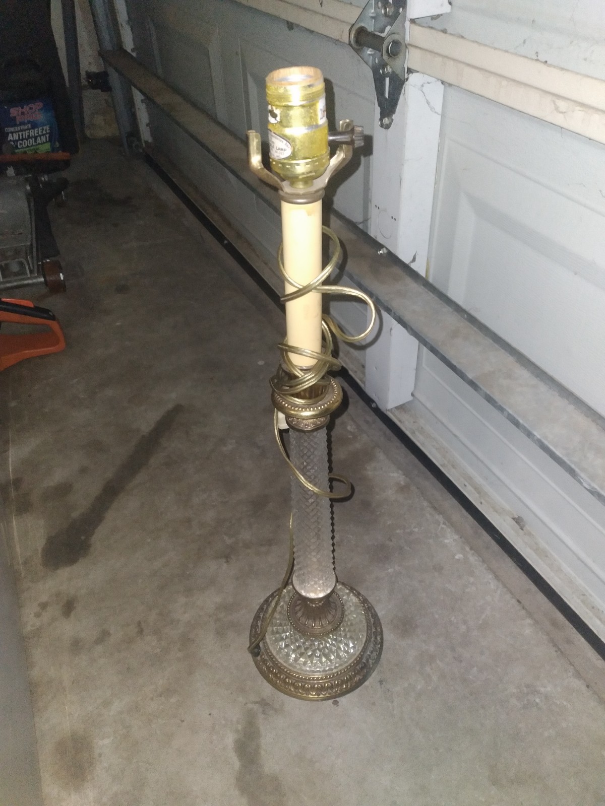 Antique crystal and brass desk lamp