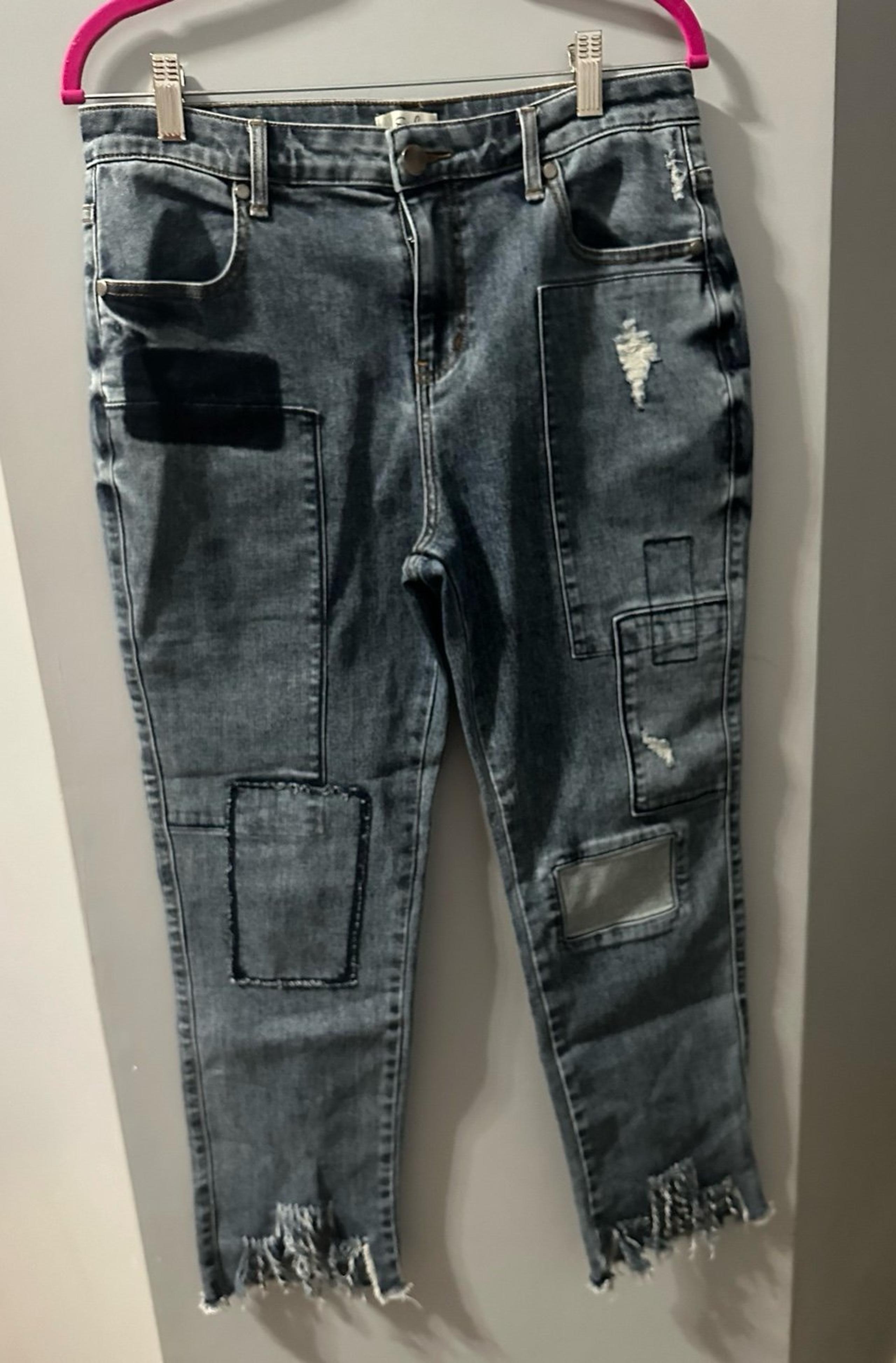Easel patchwork cropped jeans