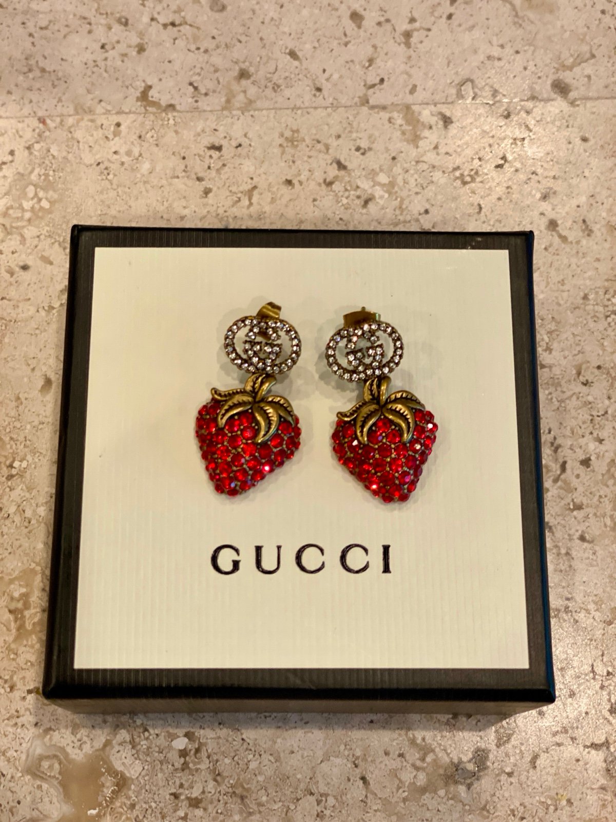 650 GUCCI Crystal Strawberry Earrings