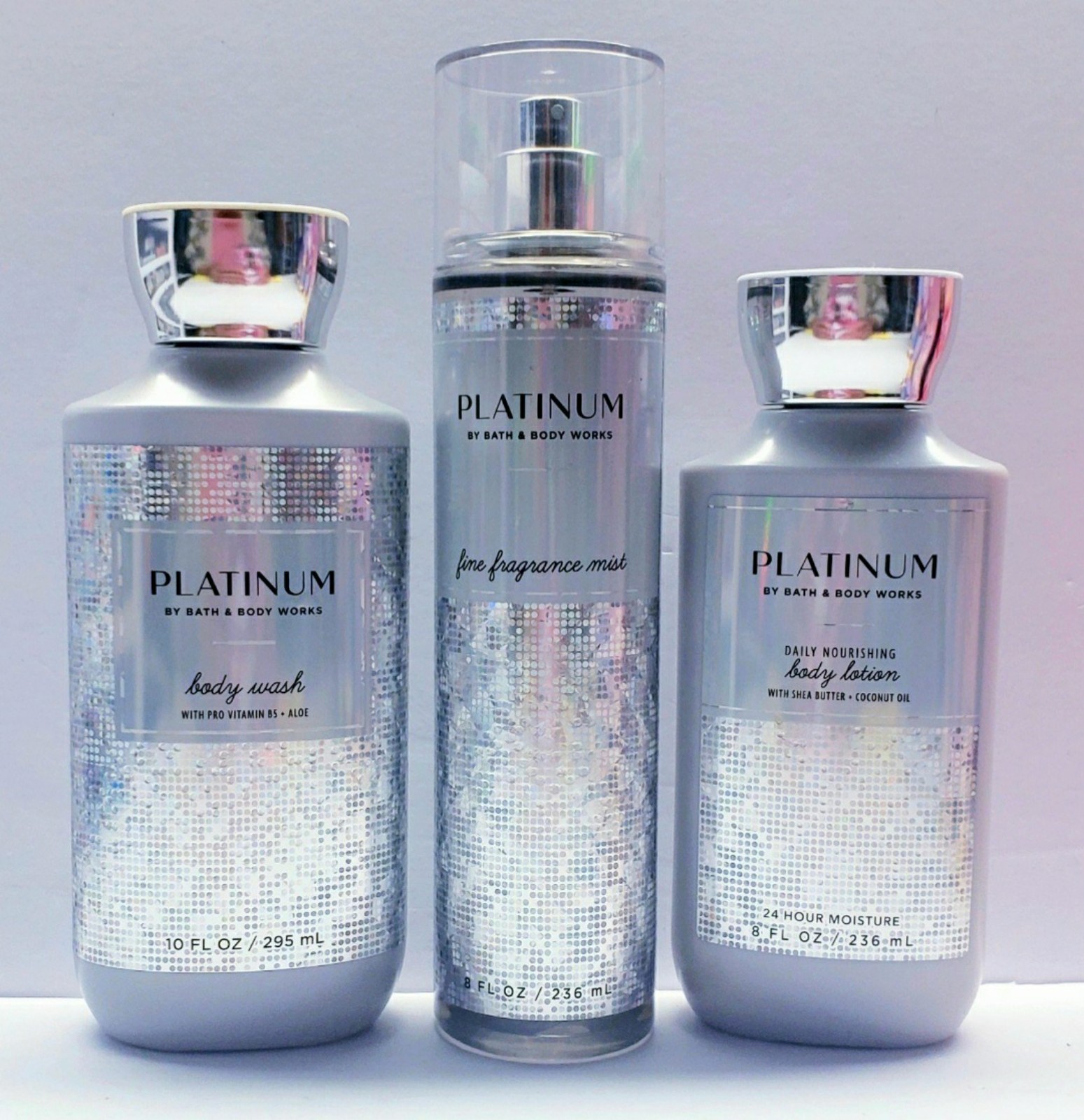 Bath & Body Works PLATINUM Fragrance Mist, Body Lotion and Shower gel
