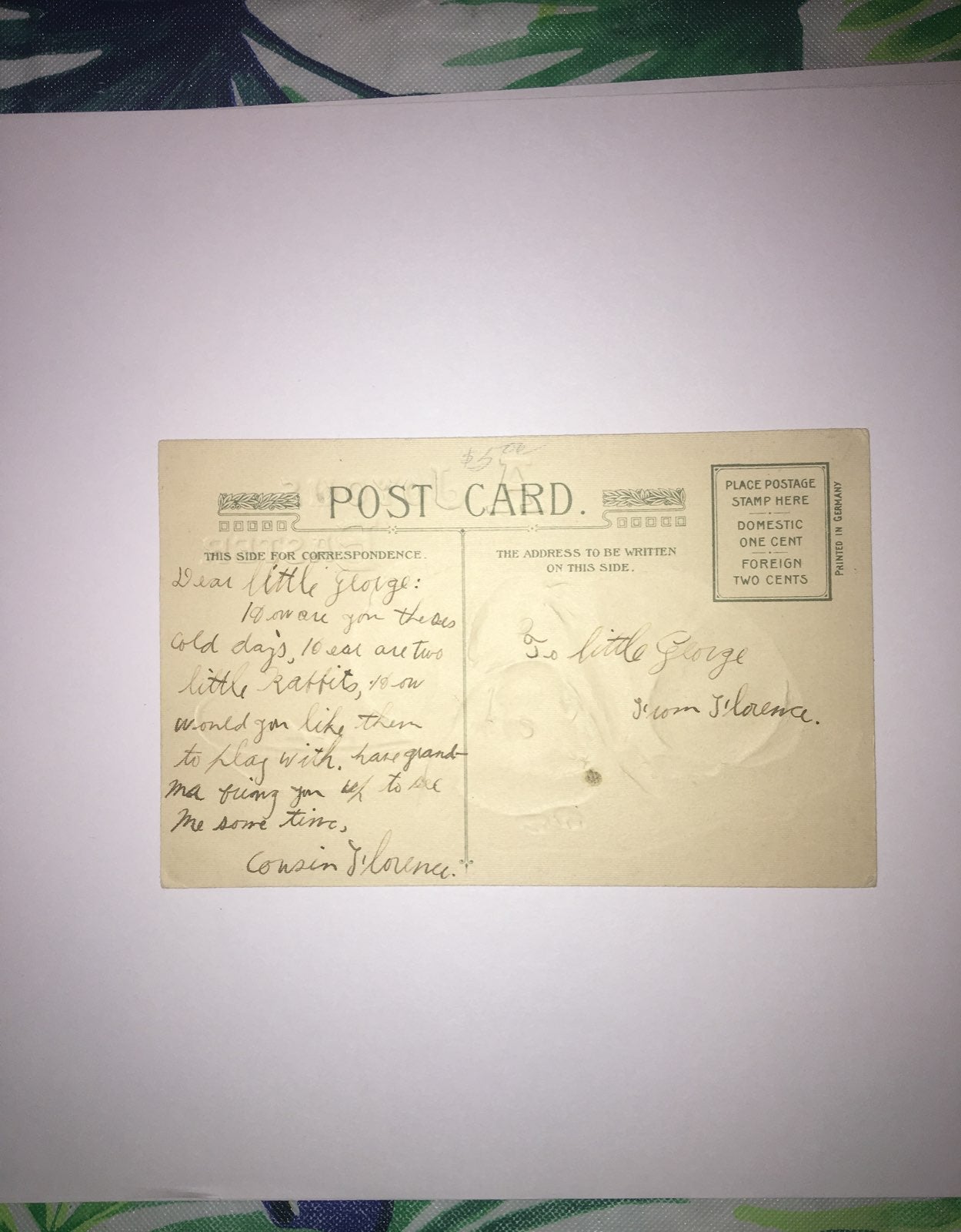 Late 1800s Easter card postcard