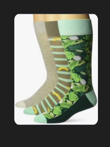 28 Palms Men's Crew Socks Green Hawaiian Tropical Socks Retails 260 Size 8-12