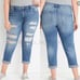 Kancan • Trendy 18 women's light wash blue jeans distressed High Rise BF Crop