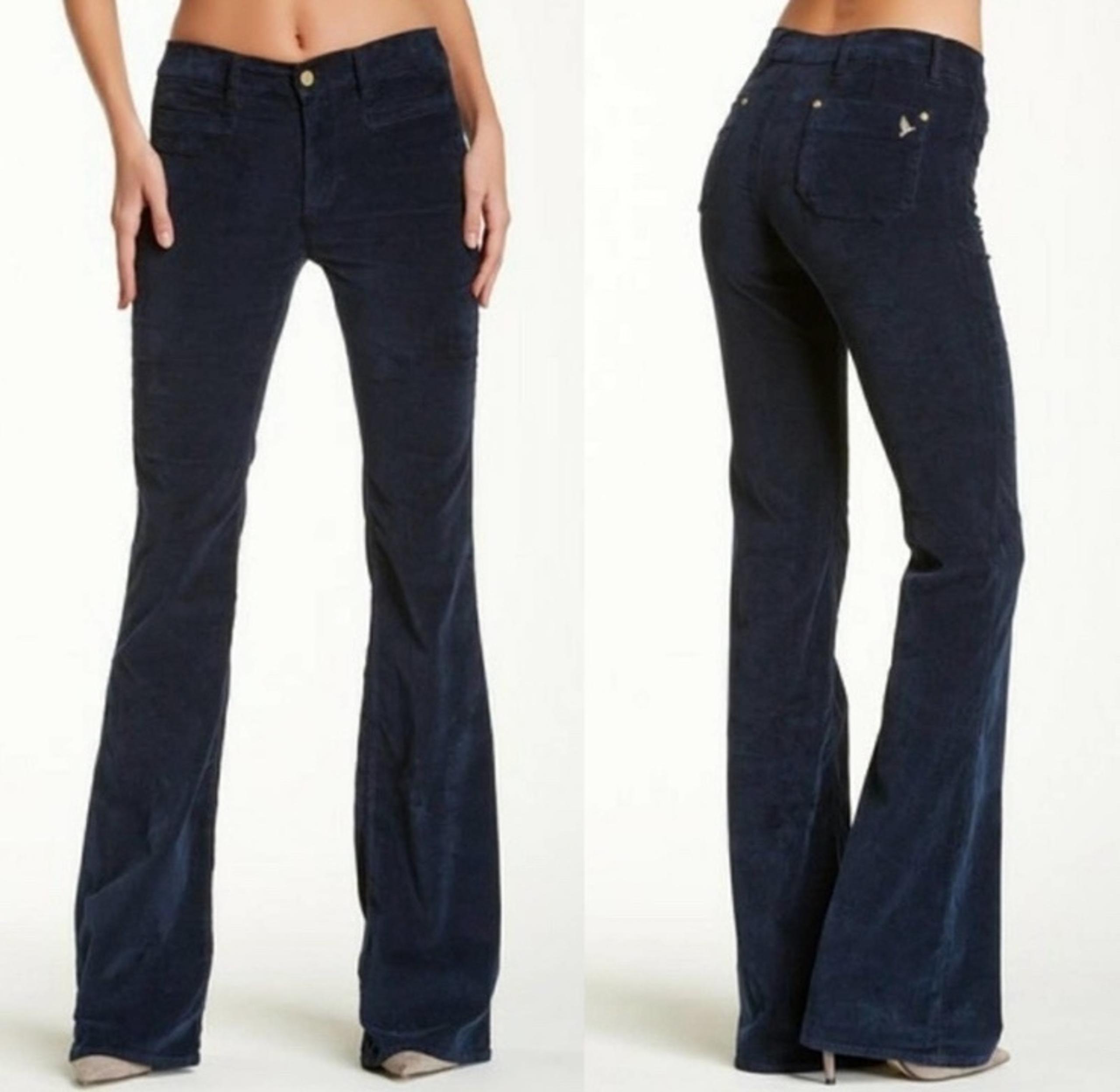 dark blue MIH Marrakesh mid rise kick flare jeans - Anthropologie