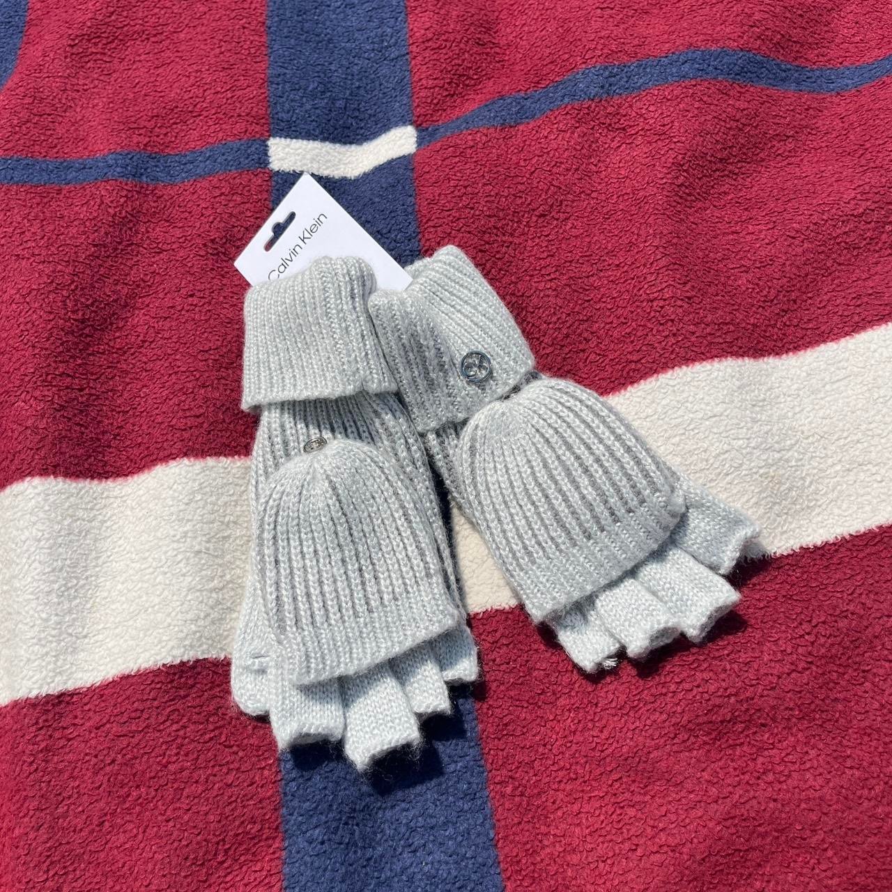NWT Calvin Klein grey Convertible Mittens Fingerless Gloves Texting Touchscreen