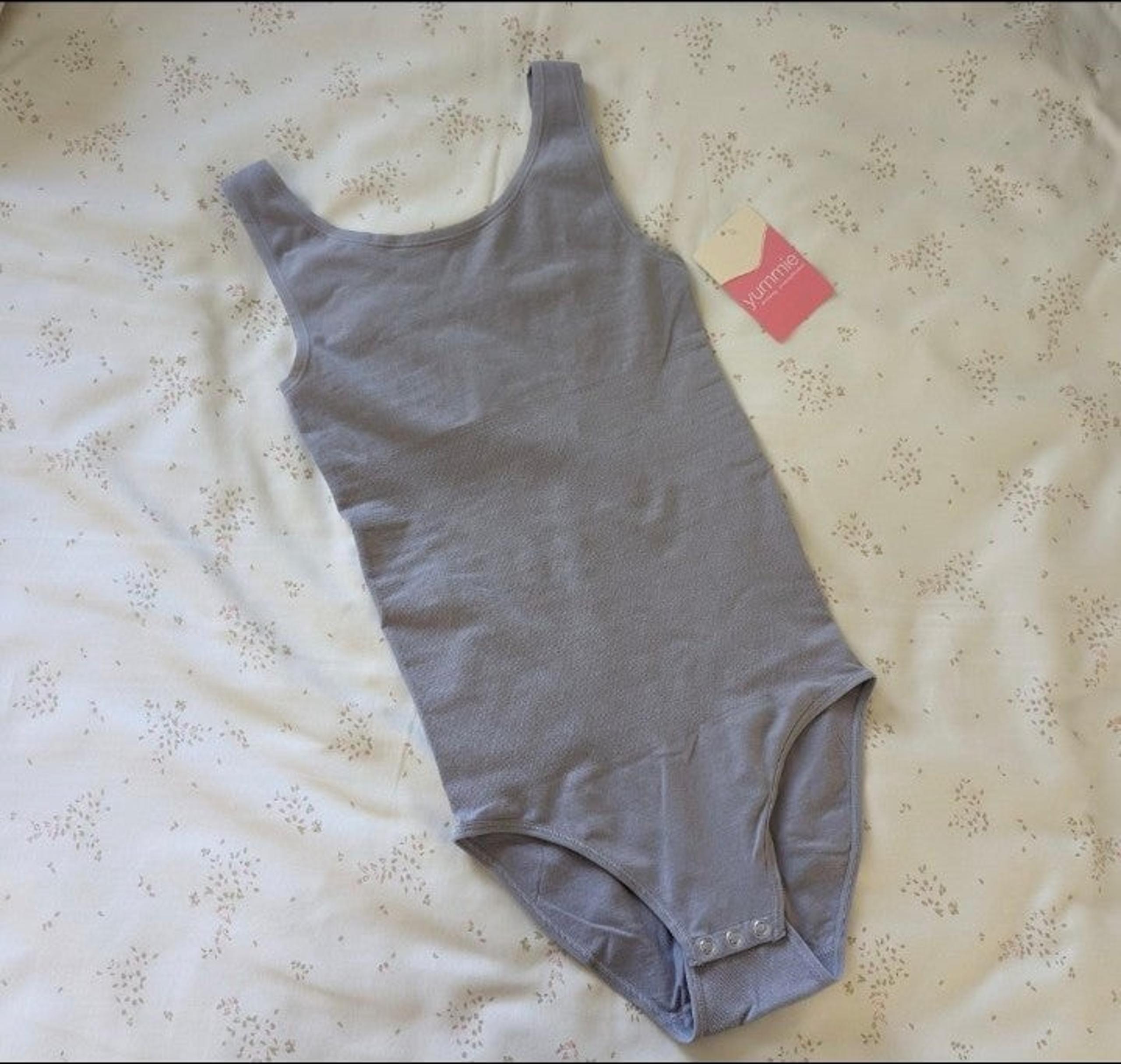 Yummie Grey Cotton Shaping Full-Back Bodysuit (S/M)
