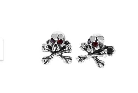 King baby skull and cross bones garnet cuff links