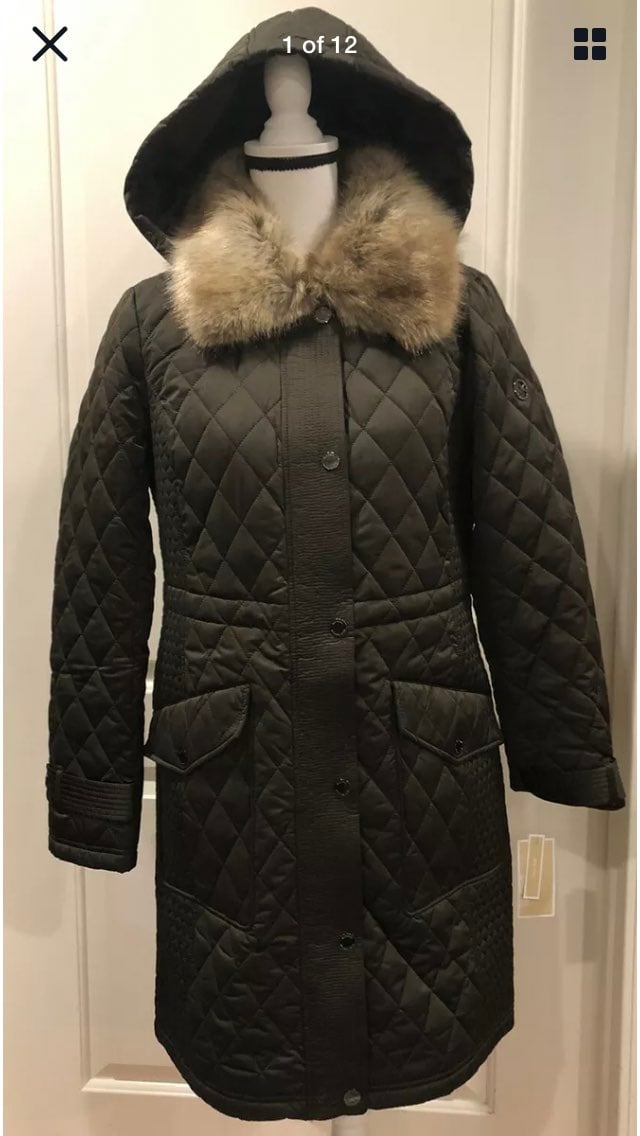 Michael kors quilted coat dark moss S