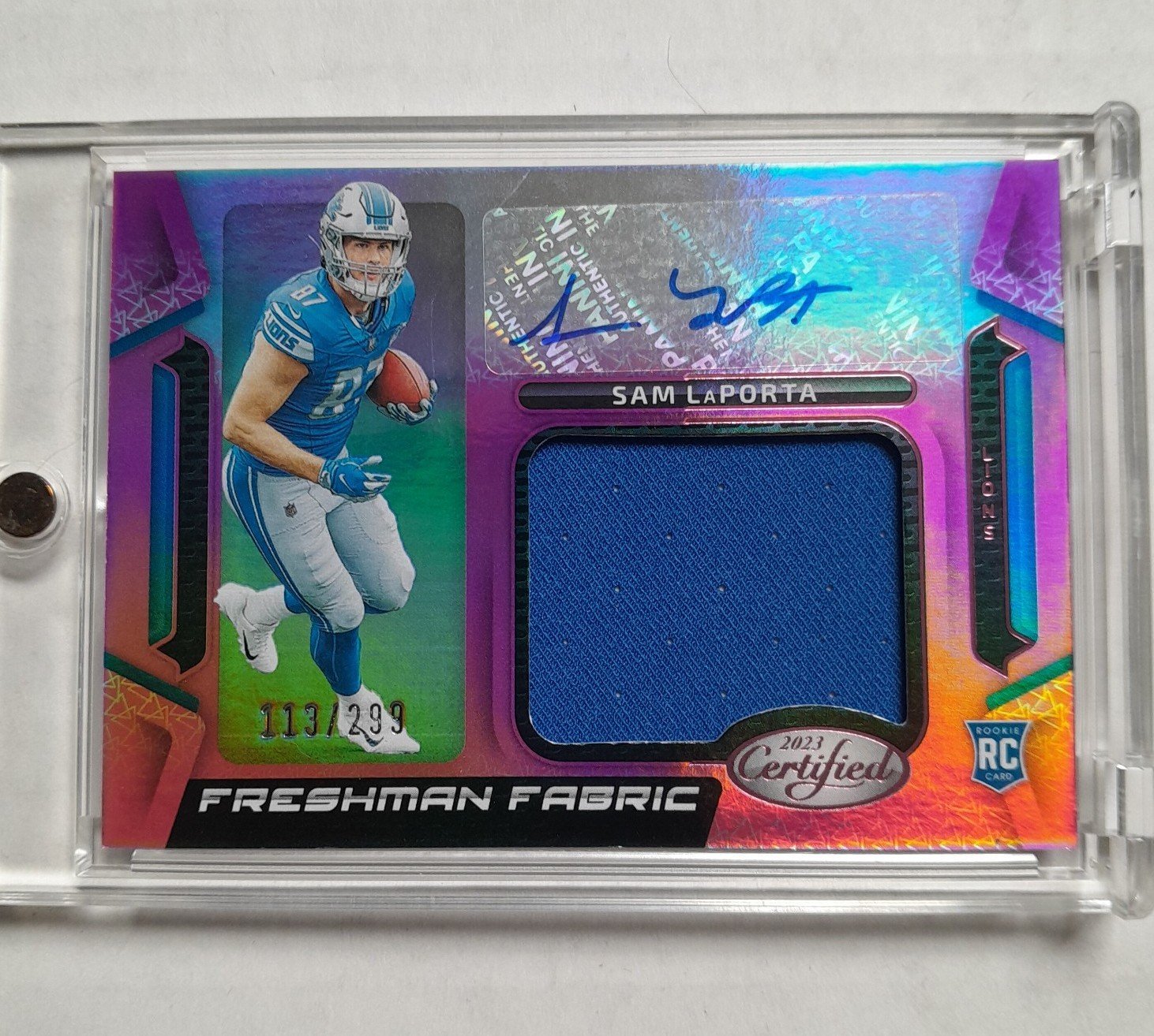 SAM LAPORTA ROOKIE PATCH AUTO /299 HOLO PINK AUTOGRAPH CERTIFIED