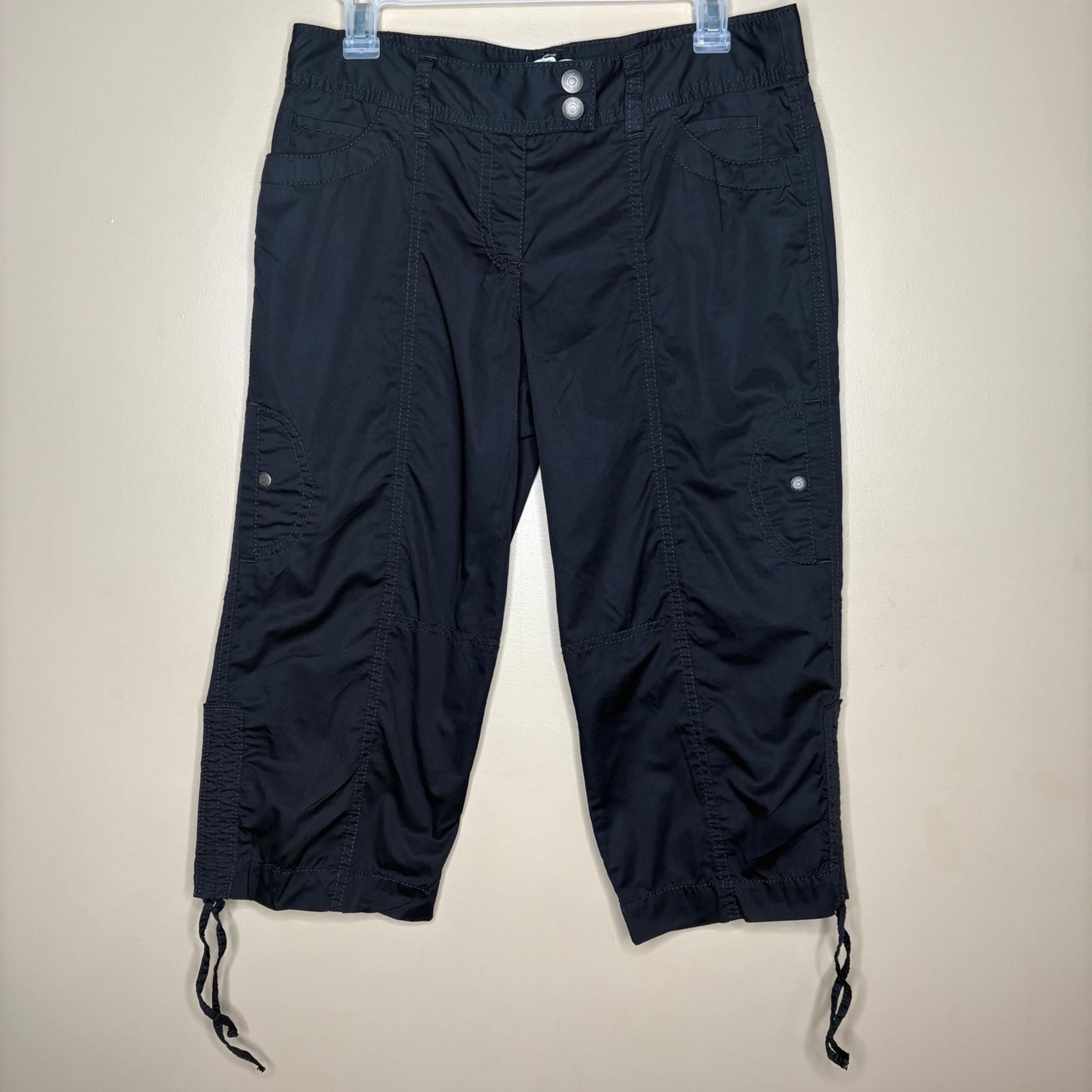 Ann Taylor LOFT Women's 'Marisa' Black Cargo Drawstring Capris Size 4 Hiking