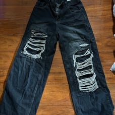 baggy black distressed jeans