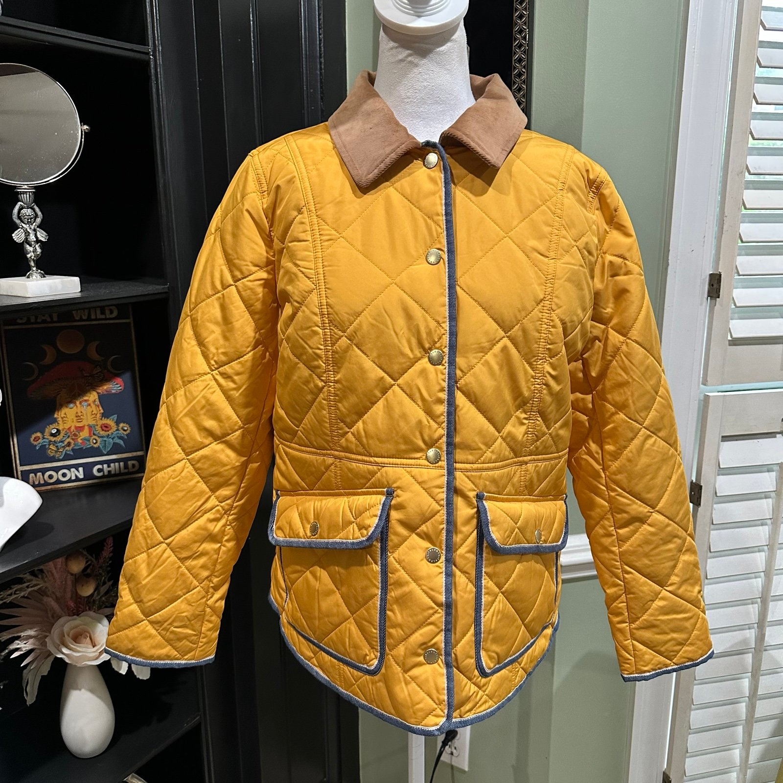 Talbots QUILTED BARN JACKET Size MP in Color Golden Maize MP