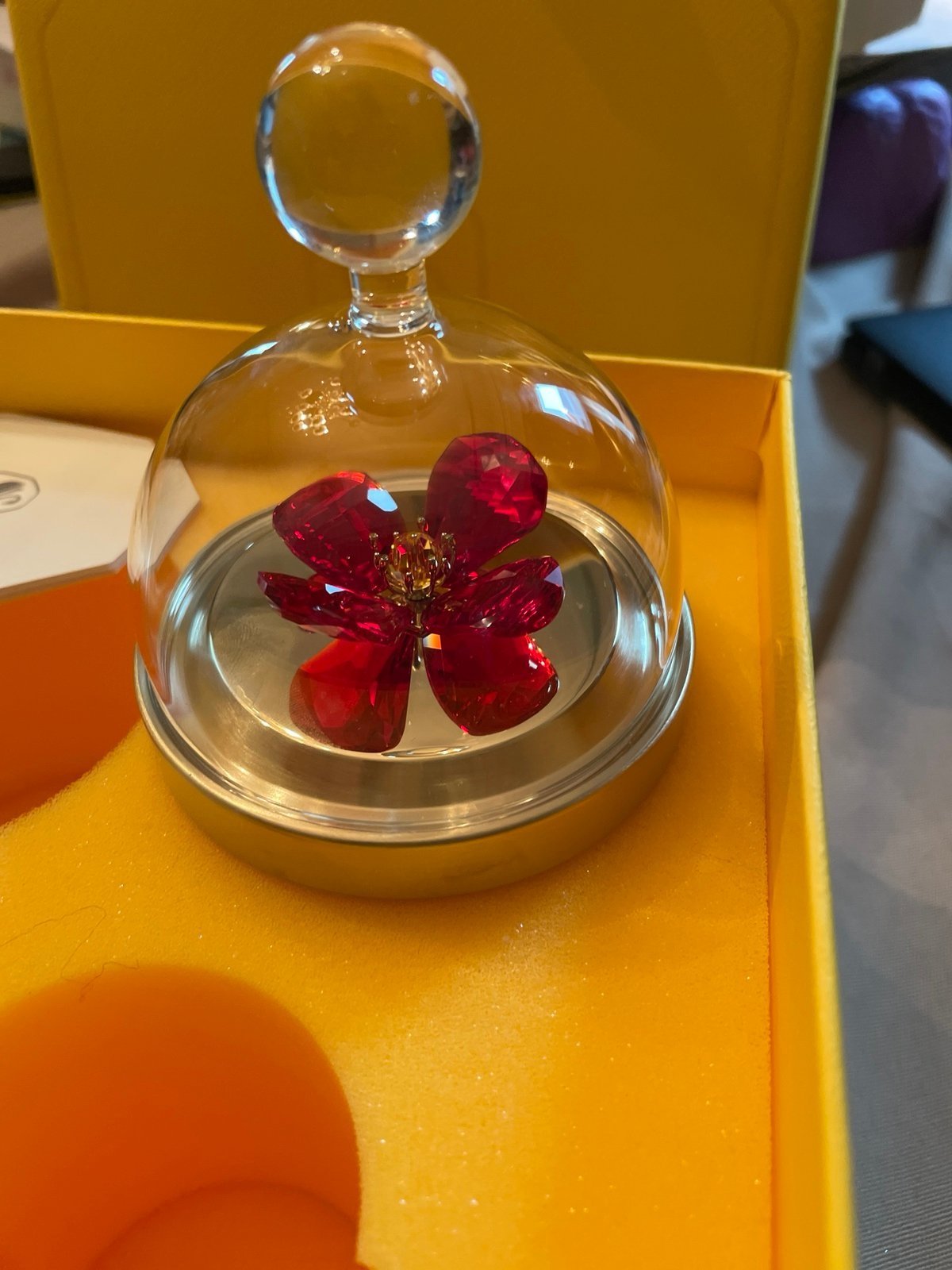 Swarovski Crystal Garden Tales Red Poppy Bell Jar