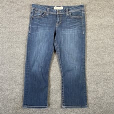 BKE Buckle Jeans Womens 34 Crop Straight Mid Rise Dark Wash Stretch Harper