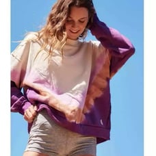 Free People Movement Metti Ombré XS Purple Tie Dye Crewneck Oversized Sweatshirt