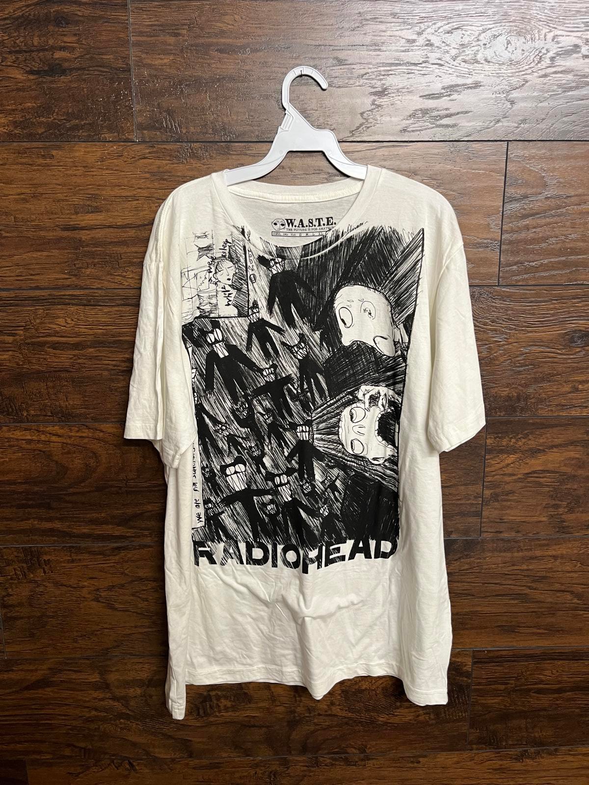 Radiohead Scribble T-shirt Sketch Lyrics Idioteque Kid A XXL