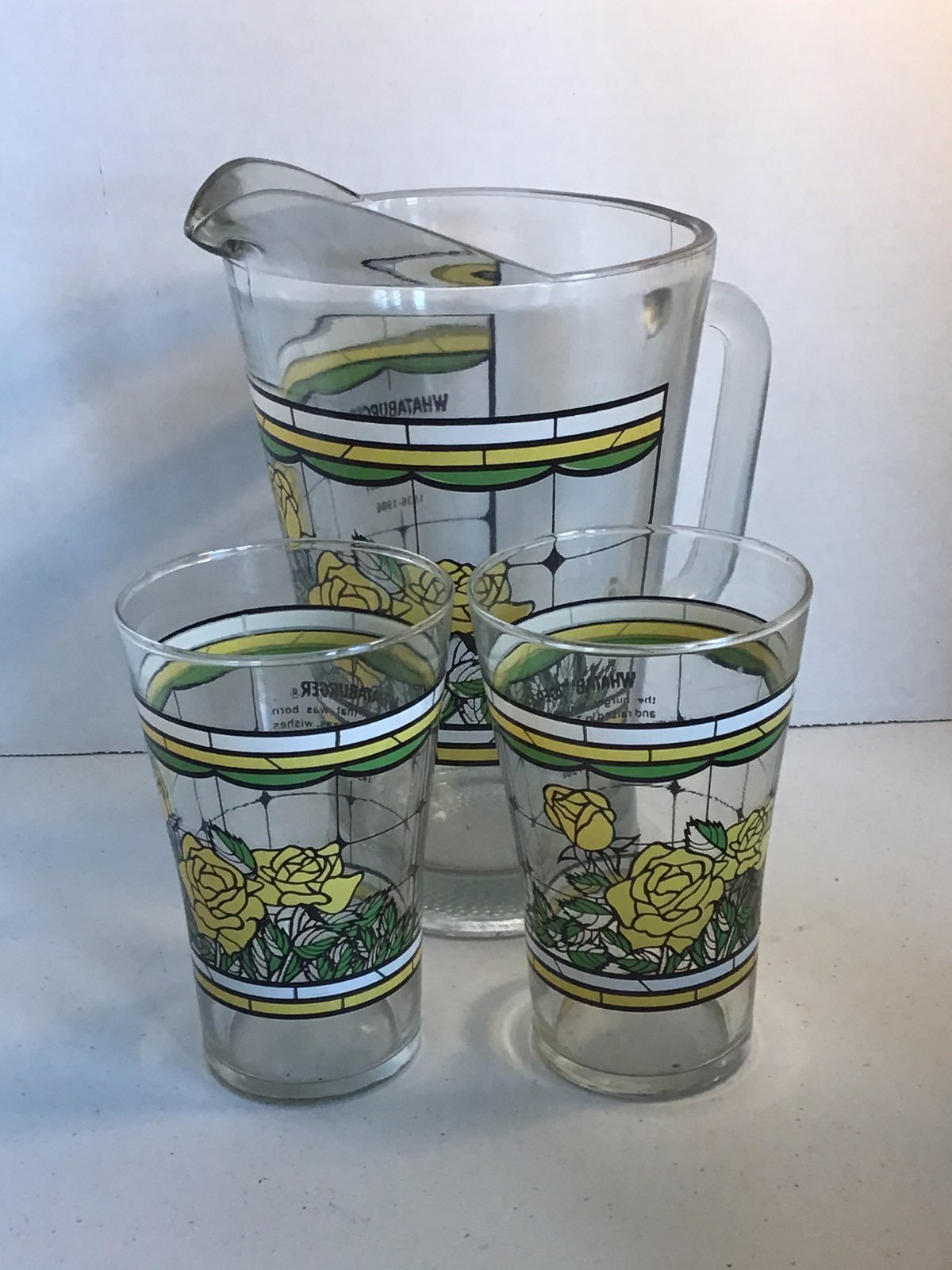 (3) 1986 Whataburger glass and pitcher