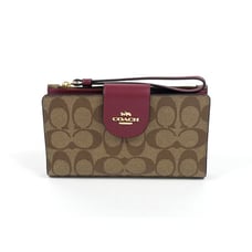 Coach Signature Khaki Cherry Tech Phone Wallet NWT C2874