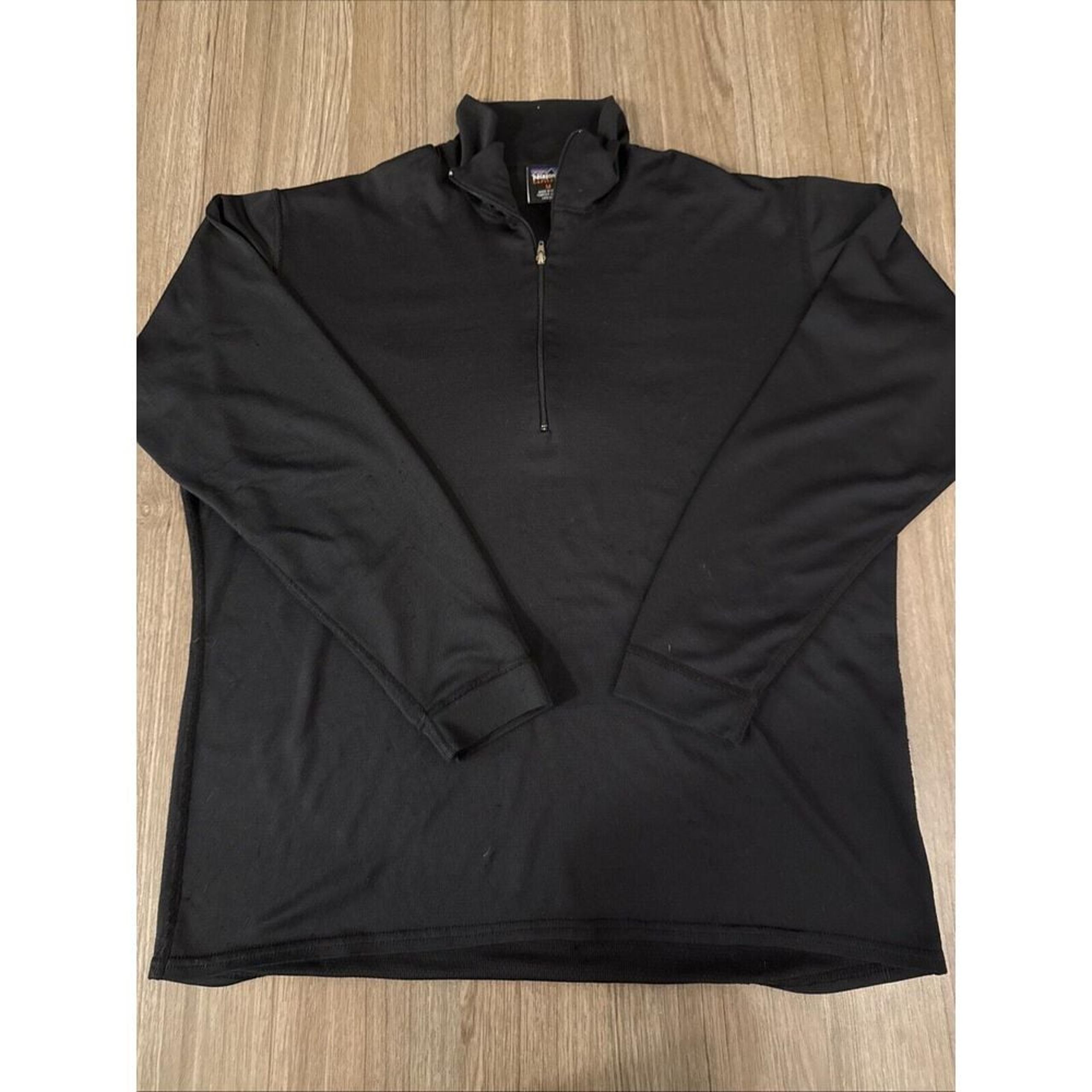 VINTAGE Patagonia Sweater Women's Black Capilene 1/4 Zip Pullover USA Sz M