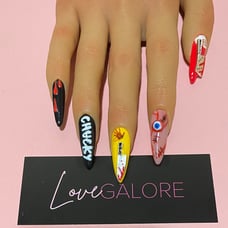 Hand crafted Chucky theme Medium Stiletto Love Galore Press On Nails