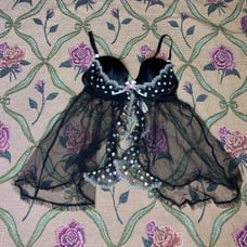 Victoria secret black camisole with polkadots and pink bow 34b New with tags
