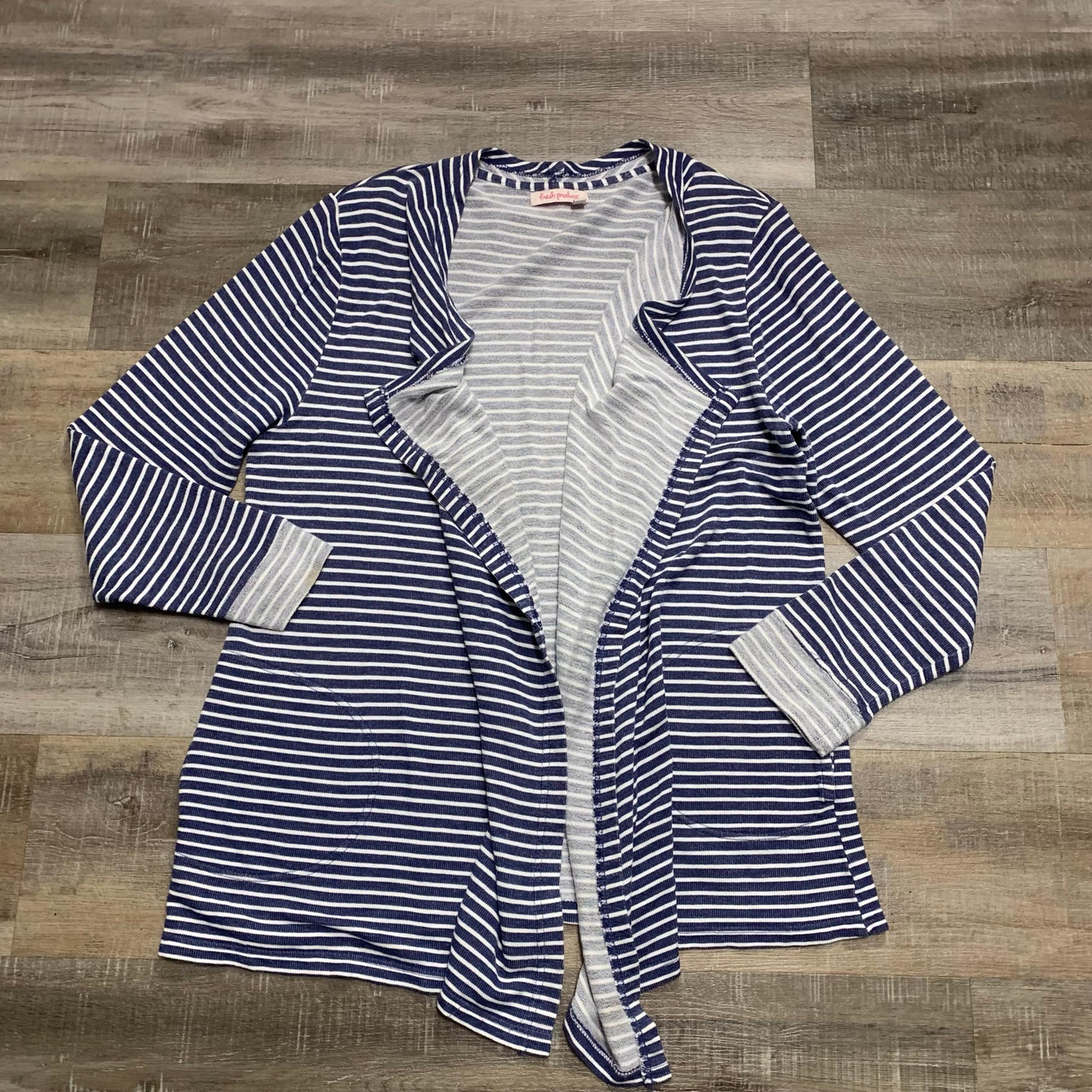 Fresh Produce Open Front Striped Cardigan w/Pockets Large